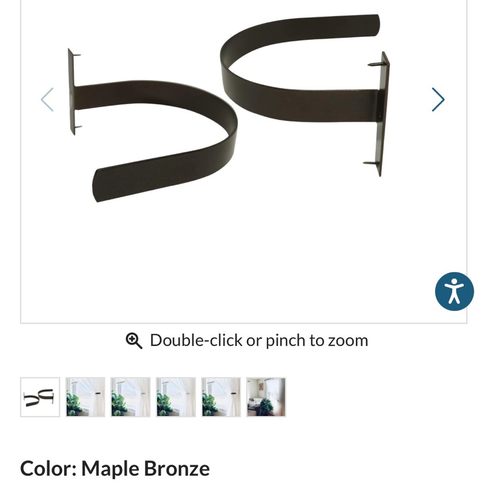 Pair of Kwik Hang curtain tie backs or hold backs in bronze finish